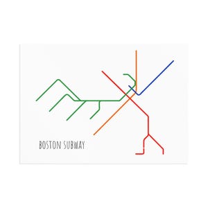 Carte postale du métro de Boston dans le style du métro de Londres, style original et unique