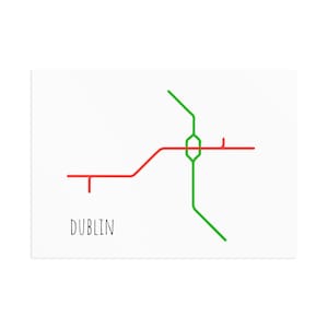 Dublin LUAS Tram Postcard in the style of the London Underground, quirky, unique style