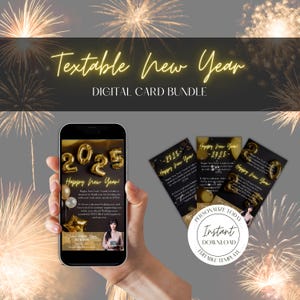 Tarjeta digital de Año Nuevo para agentes inmobiliarios / Marketing de vacaciones para agentes inmobiliarios / Bienvenida al 2025, vacaciones para agentes inmobiliarios / Feliz año nuevo / Plantilla digital Canva