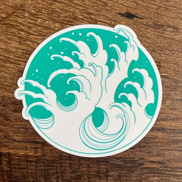 Finger Waves Seafoam Green Sticker, Water Bottle Stickers, Laptop Stickers, Cool Car Stickers, Planner Stickers, Beach Theme