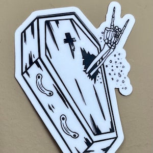 Sticker en vinyle mat cercueil squelette
