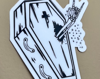Skeleton Coffin Matte Vinyl Sticker