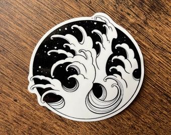 Finger Wave Sticker Black, Small Gifts, Car Decals, Laptop Stickers, Water Bottle Stickers, Beach Themed