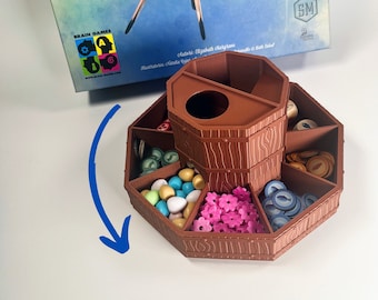 Wingspan Organizer with Integrated Dice Tower- Europa and Oceania Expansions - Wingspan Egg and Token Organizer - Wingspan Insert - Rotating