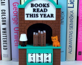 Decoración de mostradores y estanterías de libros / Rastreador de libros leídos este año / Regalo para amantes de los libros / Regalo para ella / Rastreador de lectura / Adorno para rincón de lectura