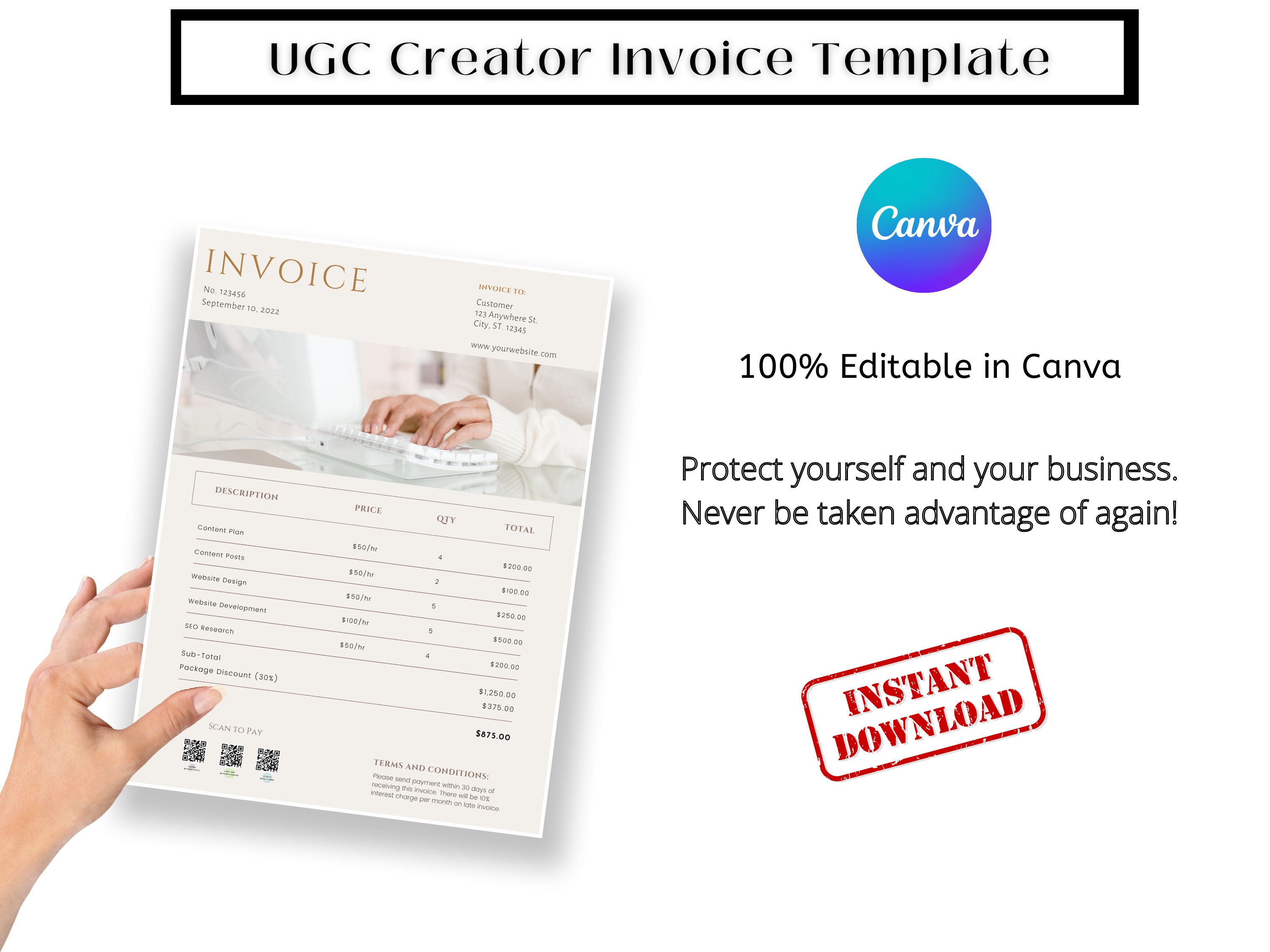 UGC Creator Invoice Template, UGC, UCG Payment Agreement, User ...