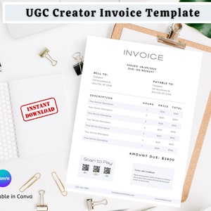 Invoice for Influencer, Invoice Template, UGC Creator, UGC, Invoice for ...