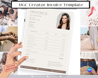 Modèle de facture, facture, UGC Creator, mot de modèle de facture, canva de modèle de facture, téléchargement de modèle de facture, factures pdf, influenceur