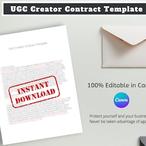 Modèle de contrat de créateur UGC, modèle UGC, contrat UCG, contenu généré par l'utilisateur, modèle de contrat d'influenceur, modèle de créateur ugc, ugc image 1