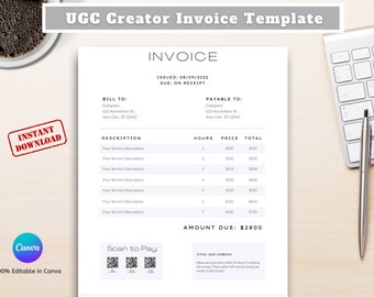 Ugc Invoice Template - Etsy