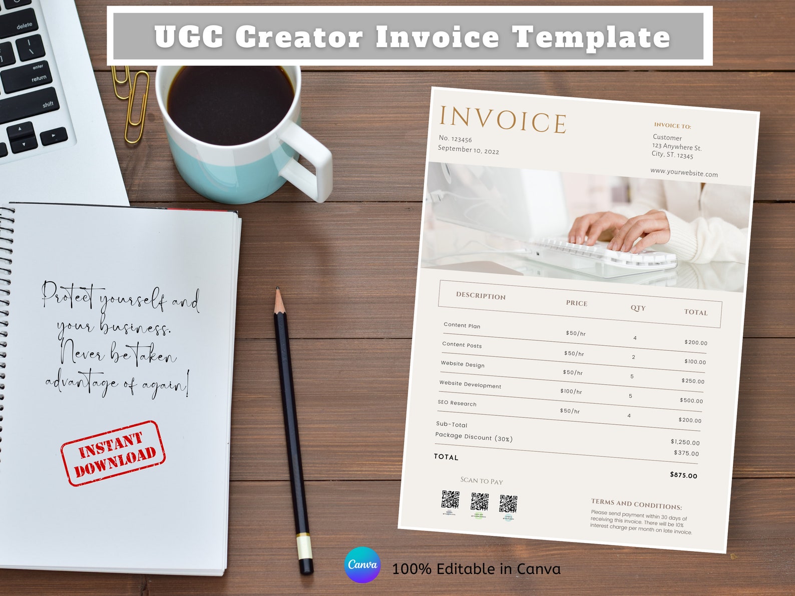 UGC Creator Invoice Template, UGC, UCG Payment Agreement, User ...