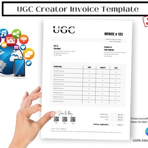 Invoice for Influencer, Invoice Template, UGC Creator, UGC, Invoice for ...