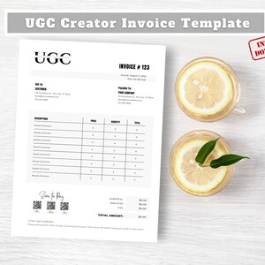 Invoice for Influencer, Invoice Template, UGC Creator, UGC, Invoice for ...