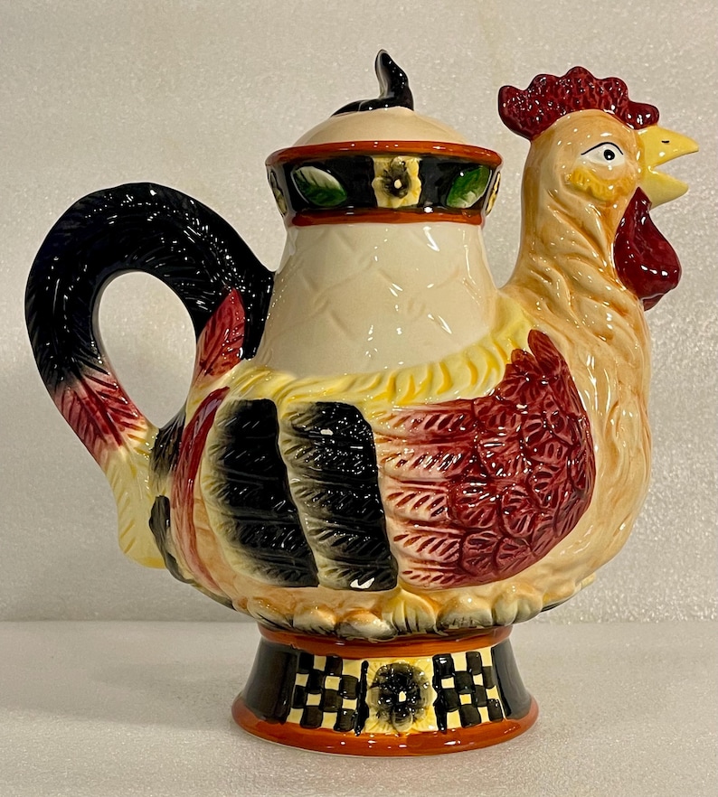 Gantz Tea Bella Casa by Ganz Chicken Coffee Tea Pot 8.5” Tall Approx 2 Cup ...