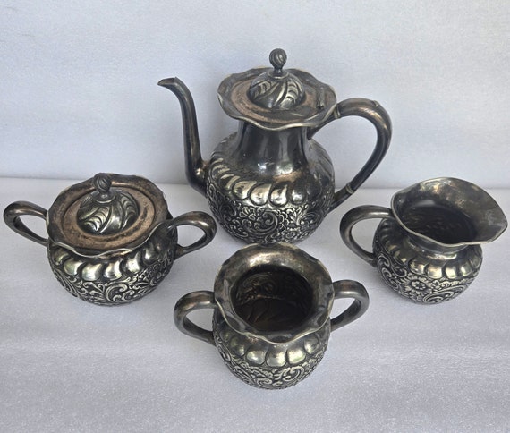 W.M.Rogersアンティークティーセット WM Rogers Silver Plate Vtg Coffee Tea Service Serving Tray 5 Piece