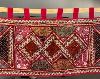 Vintage Indian Bohemian Beaded Sequin Embroidered Tapestry Wall Hanging