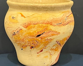 ヴィンテージ 蓮の花 シノワズリ 中国陶器 花瓶 9インチ ブルー