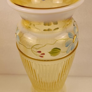 Fenton Custard Uranium Glass Vase Hand Painted - Etsy