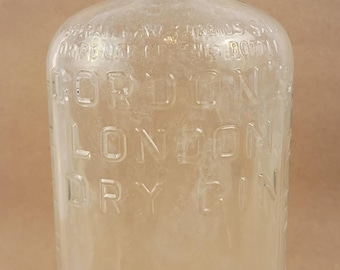 Early 8” Gordon's London Dry Gin Embossed Glass Bottle Linden New Jersey