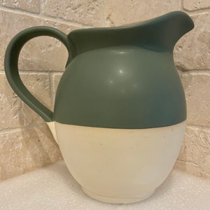 Vintage Hausenware Ceramic Pitcher Green & Beige China