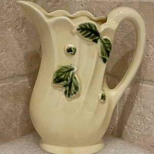 Vintage Vintage Yellow Cream Creamer Made In Japan Green Trim
