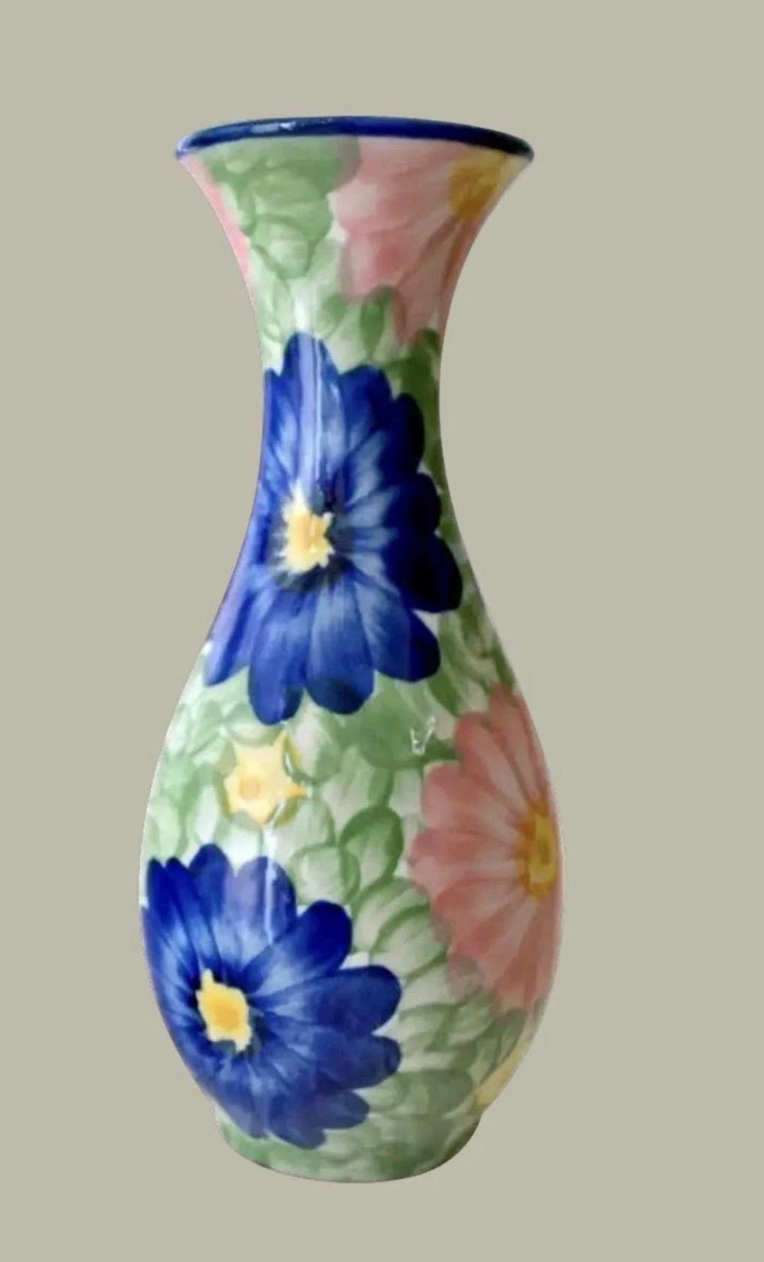 Hand Painted Porcelain Vase Floral Motif 7.5” Tall Made China ...