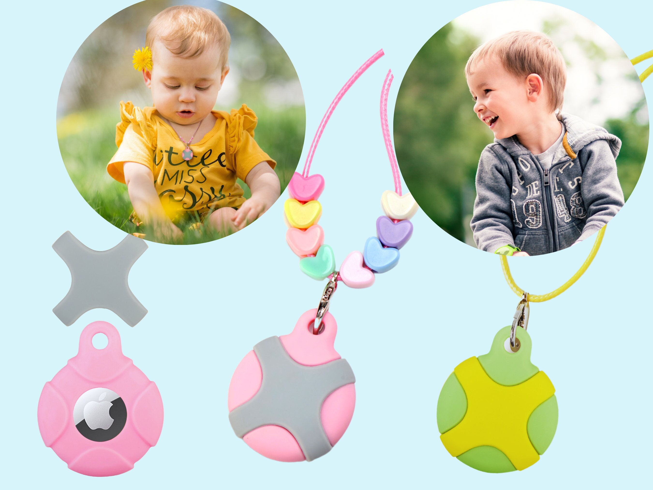 MOWYEOK AirTag Lot de 2 supports de collier pour enfant pour Apple Air Tag  - Étui caché en silicone pratique que le bracelet - Support AirTags pour  enfant, Silicone : : High-Tech