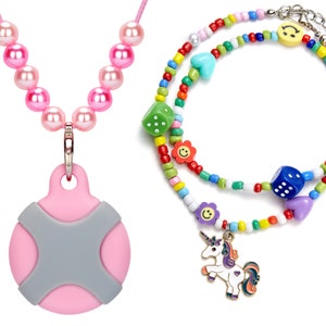 Airtag Necklace With Unicorn Necklace, Smiley Face Necklace, Airtag Kids Hidden Holder, Air Tag Necklace Kids & Adults, Kids Airtag Holder