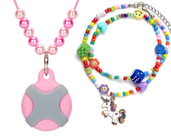 Airtag Necklace With Unicorn Necklace, Smiley Face Necklace, Airtag Kids Hidden Holder, Air Tag Necklace Kids & Adults, Kids Airtag Holder