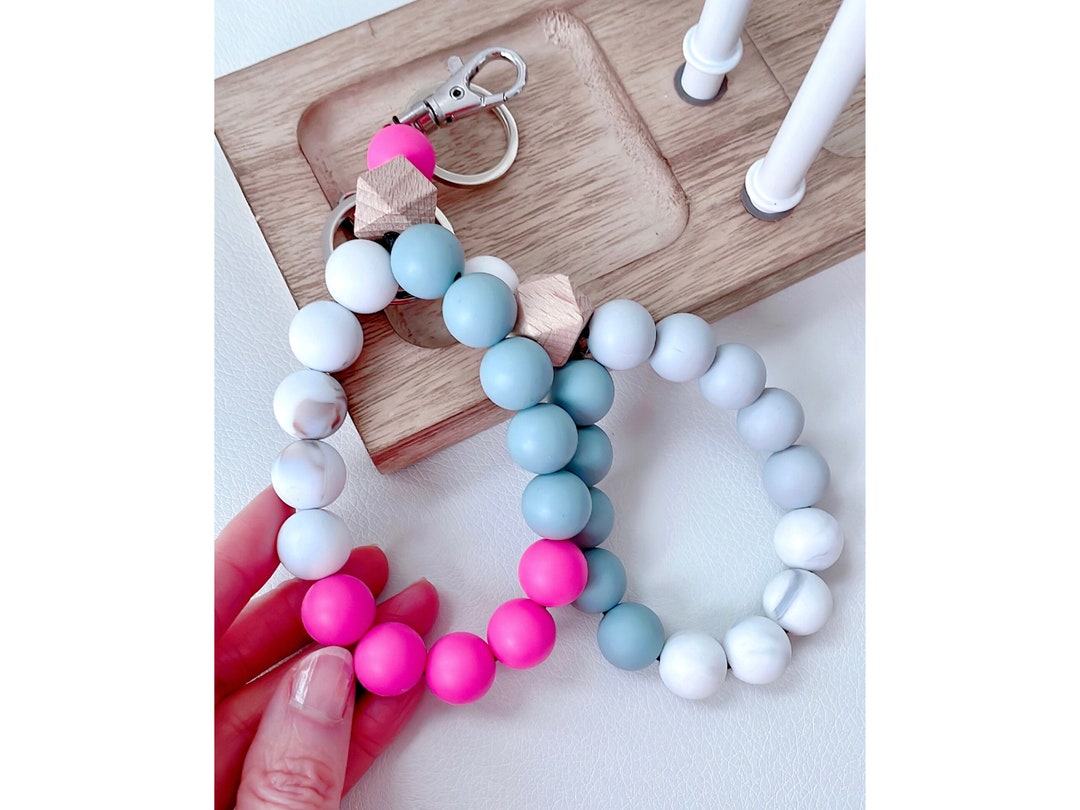 Beaded Wristlet Keychain | Bangle Key Ring | Bracelet Key Chain ...