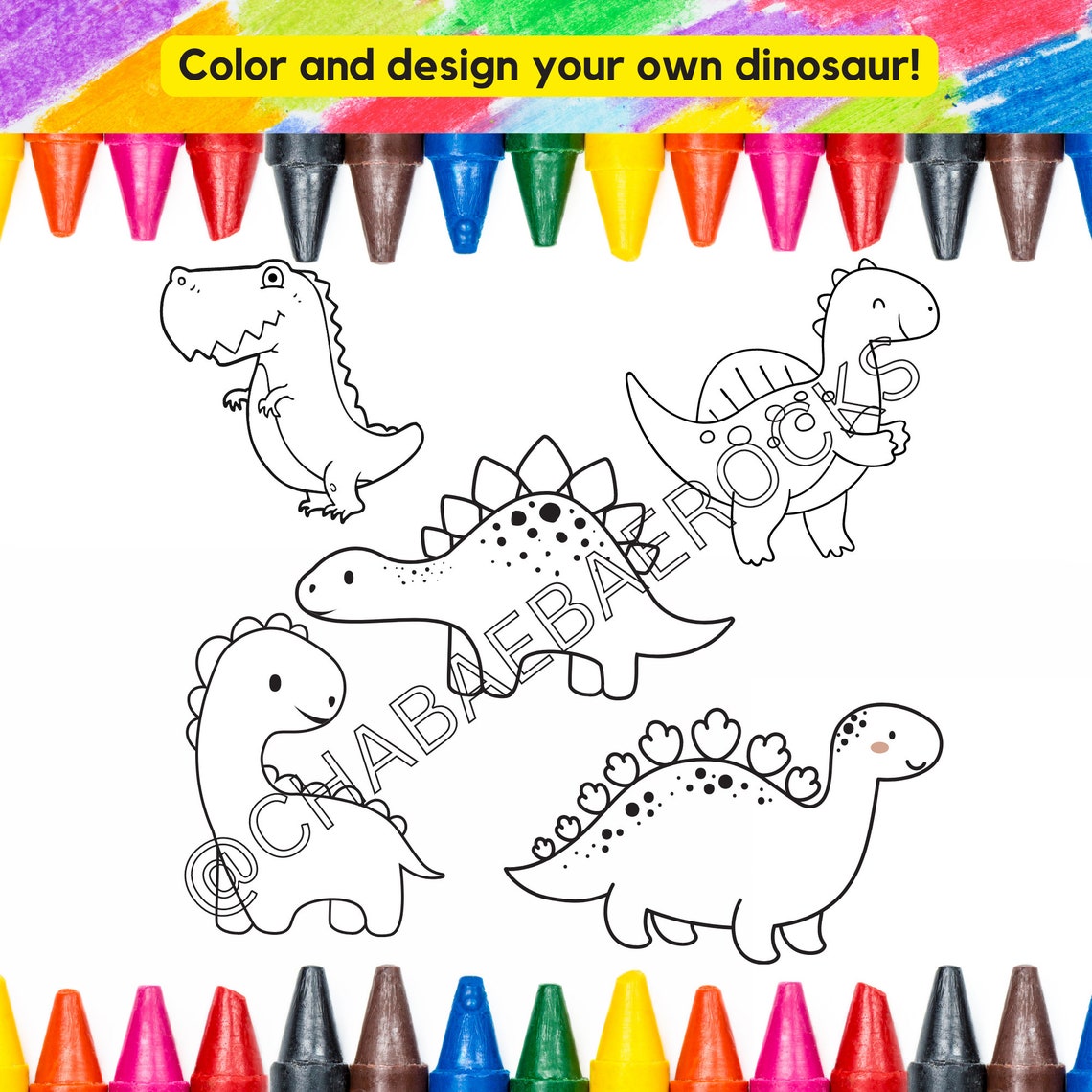 Color & Design Your Own Dinosaur Coloring Pages for Kids - Etsy