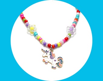 Stretchy Unicorn Necklace, Unicorn Necklace For Girls, Girl&#39;s Gifts, Unicorn Jewelry For Kids, Gift for Little Girl, Toddler, Baby Girl Gift