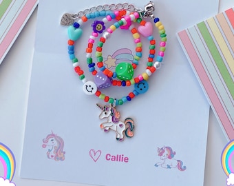Unicorn Necklace With Personalized Cards, Unicorn Gifts for Girls, Personalized Unicorn Cards, Unicorn Jewelry Necklace For Little Girls