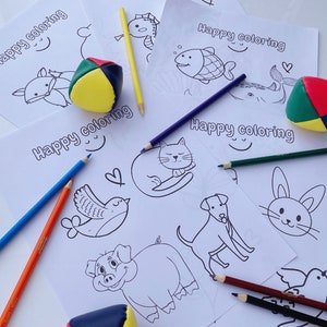 Printable Coloring Sheets, Instant download, Fun Animals, Sea World Nature Themed Illustrations, Coloring Pages for Kids