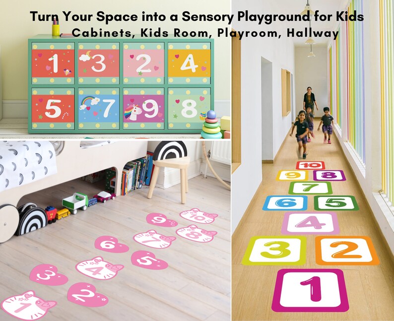 Hopscotch Floor and Wall Stickers, Children's Fun Game, Hopscotch Game