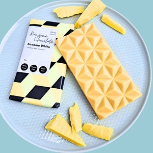 Vegan White Chocolate Bar: Sesame, Bean to Bar, Dairy-Free