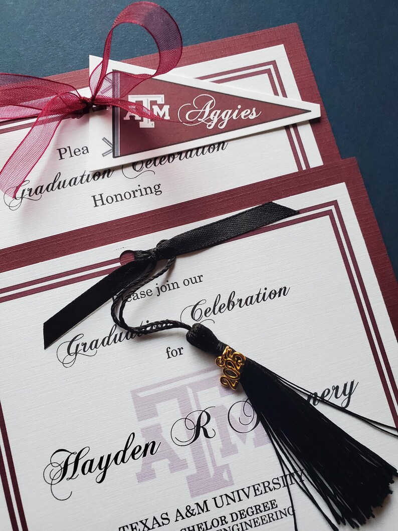 Texas A&M Personalized Layered Invitation/announcement FLAT Card - Etsy
