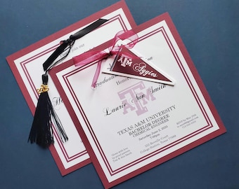 Texas A&M Gepersonaliseerde gelaagde uitnodiging/aankondiging PLATTE kaart
