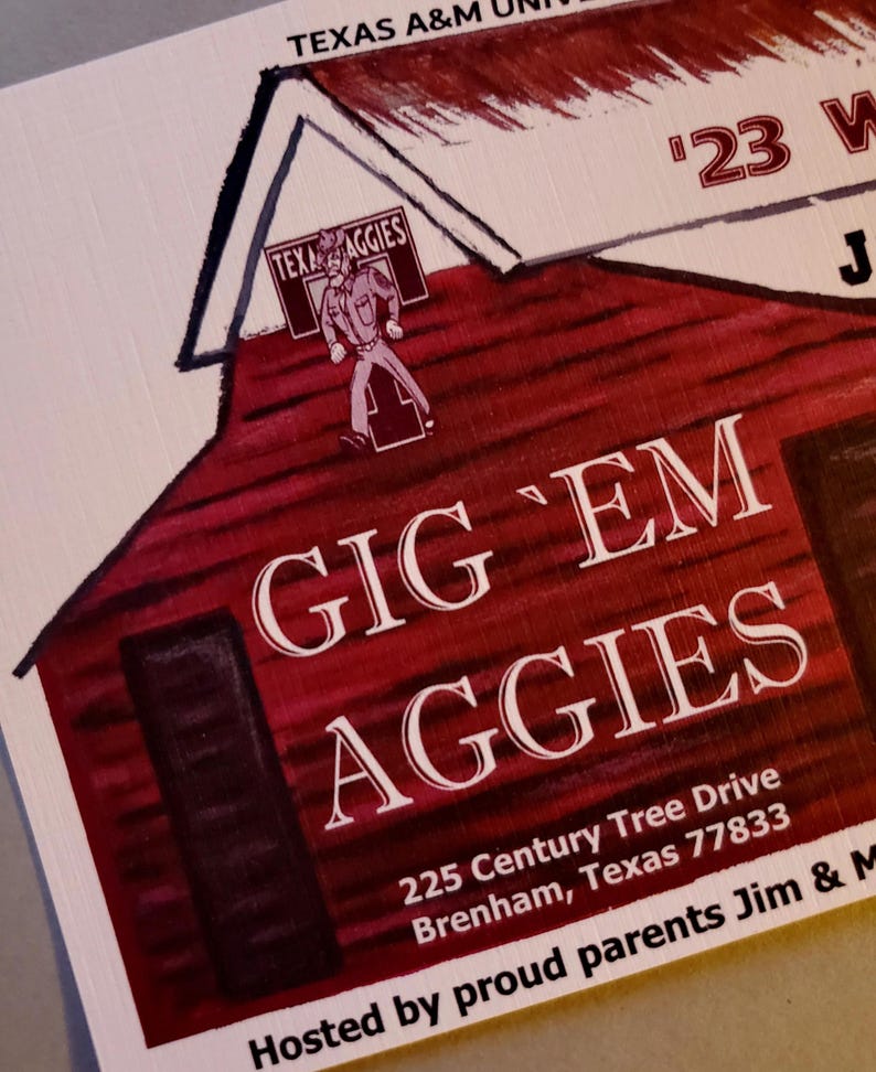 Aggie Barn Invitation/announcement Personalized Card - Etsy