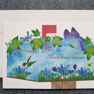 Portafoto personalizzato Springtime Mailbox, formato carta regalo/portafoglio