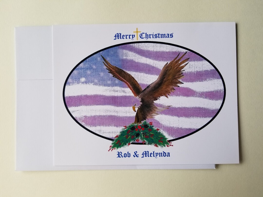 Patriotic Christmas Card Oval Etsy