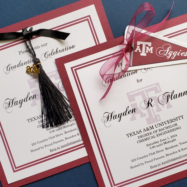 Texas A&M Personalized layered Invitation/Announcement FLAT card