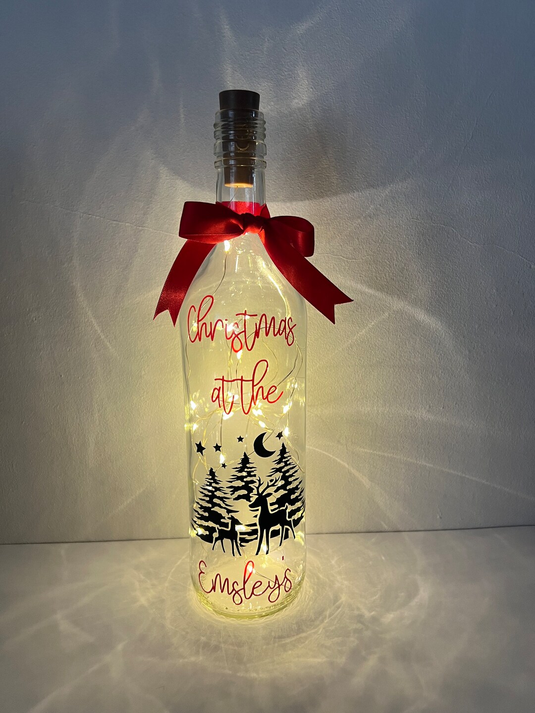 Personalised Christmas Light up Bottle - Etsy UK