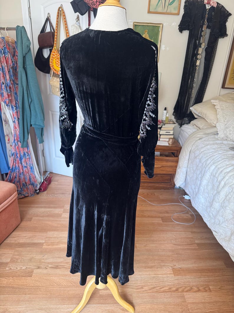 1930s Black Silk Velvet Bias Cut Evening Dress - Etsy