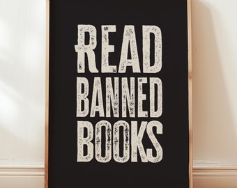 Read Banned Books Print: Retro Library Poster (Digital Download)