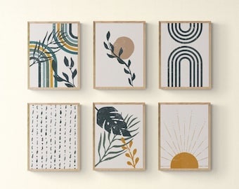 Boho Gallery Wall Art Set: Mid-Century Modern Prints (Digital Download)