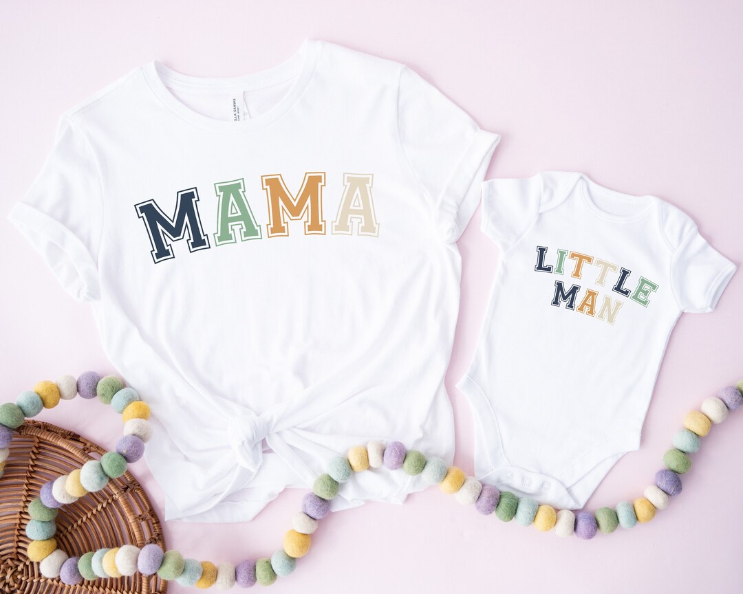 Mama and Mama's Little Man Matching Set, Mama Tshirt and Mama's Boy