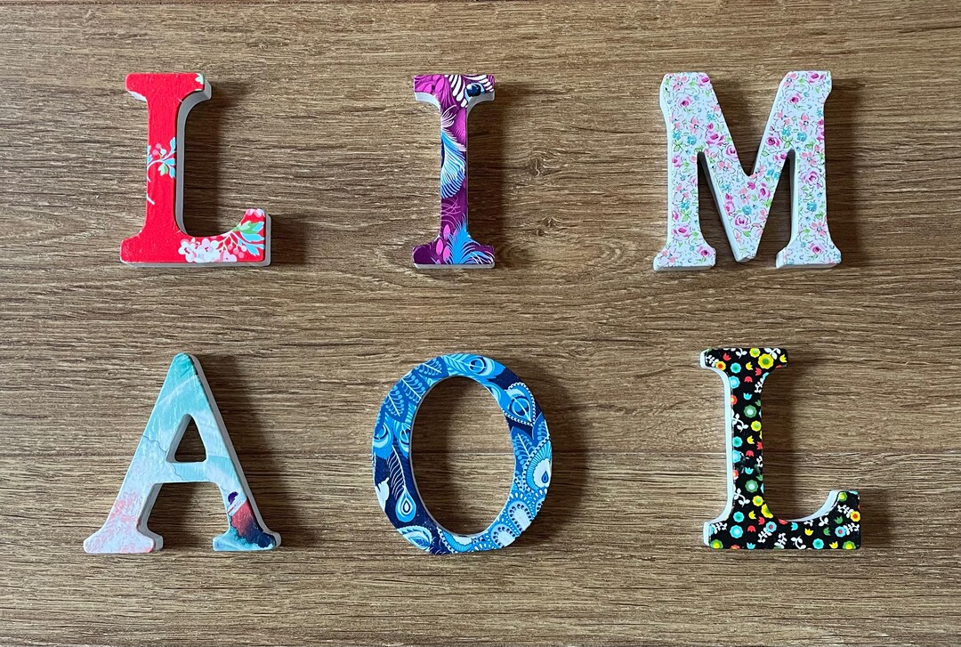 Walmart Letters Handmade Decopatch Wooden Letter, Personalized Nursery Decor (8cm ...
