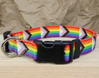 LGBTQ Pride | Rainbow | Progress Pride | Dog Collar | Quick-release or Slip-on Martingale