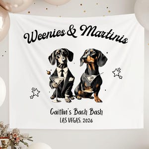 Weenies and Martinis Bachelorette Tapestry: Dachshund Party Decor, Custom Bridal Shower